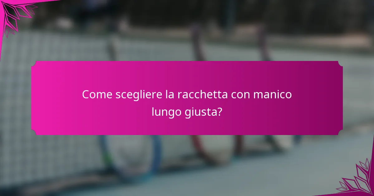 Come scegliere la racchetta con manico lungo giusta?