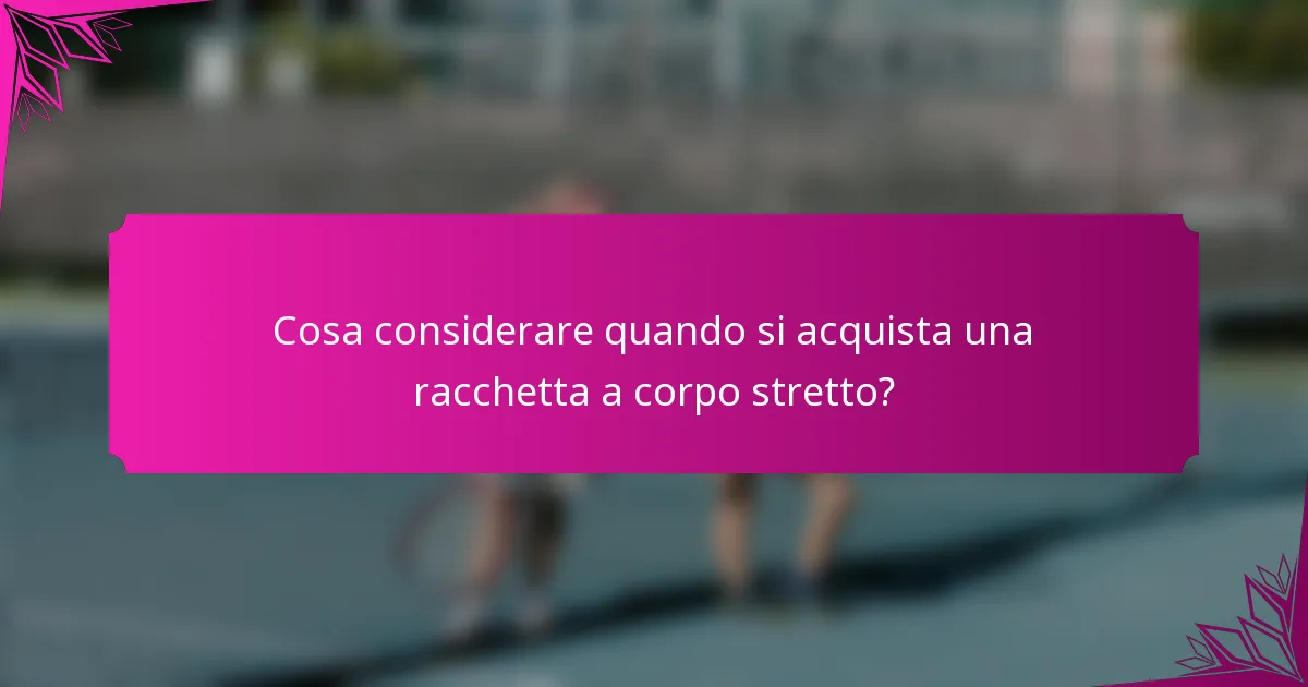Cosa considerare quando si acquista una racchetta a corpo stretto?