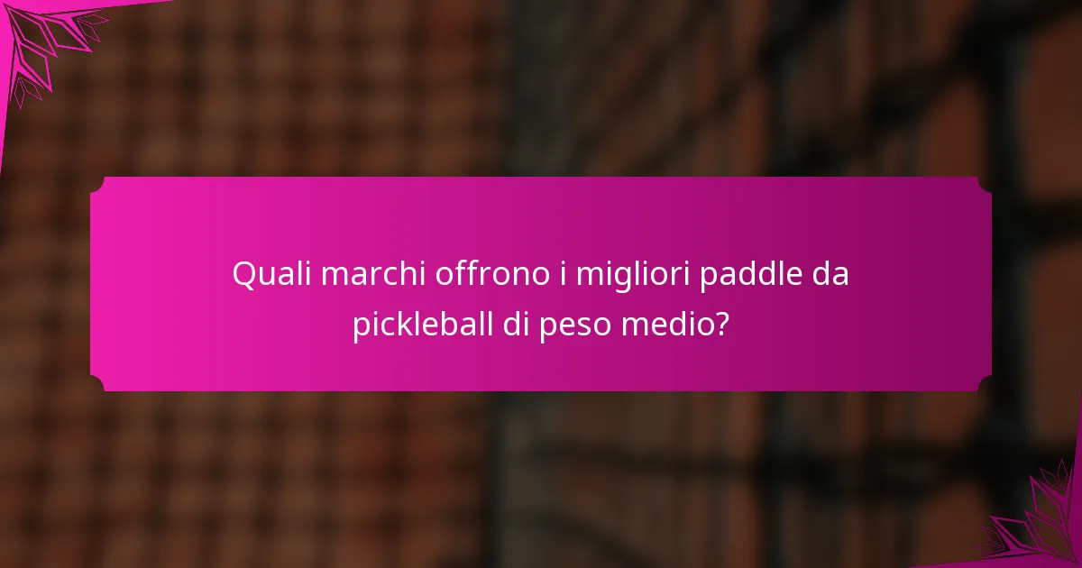 Quali marchi offrono i migliori paddle da pickleball di peso medio?