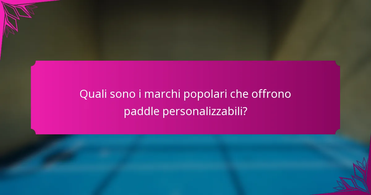 Quali sono i marchi popolari che offrono paddle personalizzabili?