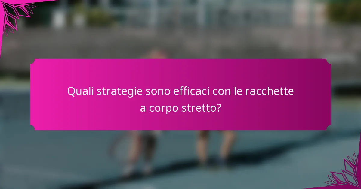 Quali strategie sono efficaci con le racchette a corpo stretto?