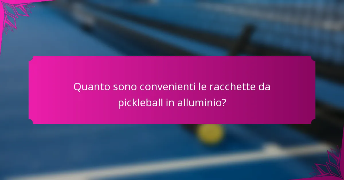 Quanto sono convenienti le racchette da pickleball in alluminio?